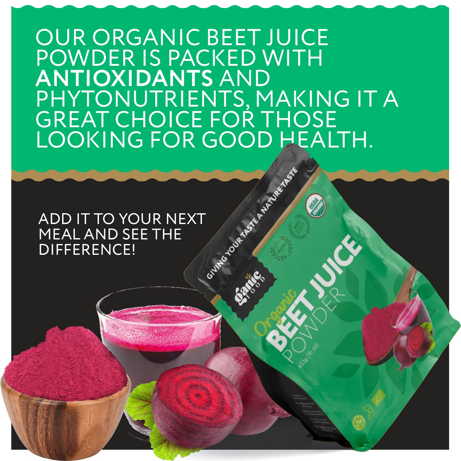 Ganic Food Organic Beet Root Juice Powder, 16 Ounces