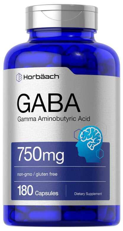 GABA 750mg | 180 Capsules | Gamma Aminobutyric Acid Supplement