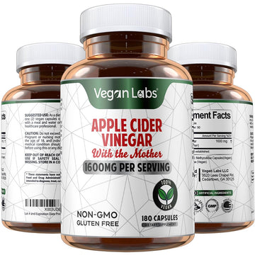Vegan Labs Apple Cider Vinegar Capsules with The Mother- 180 Vegan Capsules