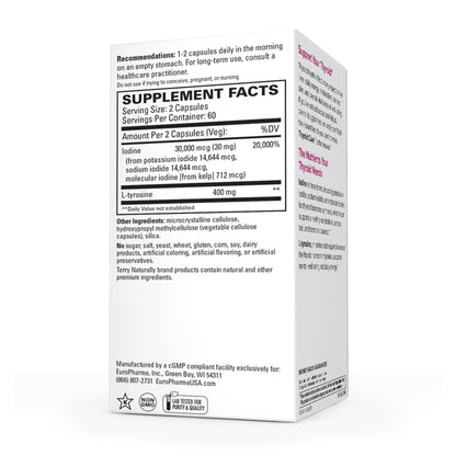 Terry Naturally Thyroid Care - 120 Capsules - Complete Metabolic Function - with Iodine