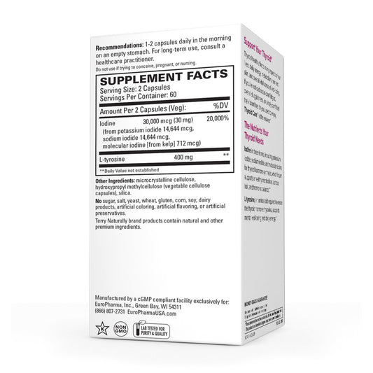 Terry Naturally Thyroid Care - 120 Capsules - Complete Metabolic Function - with Iodine