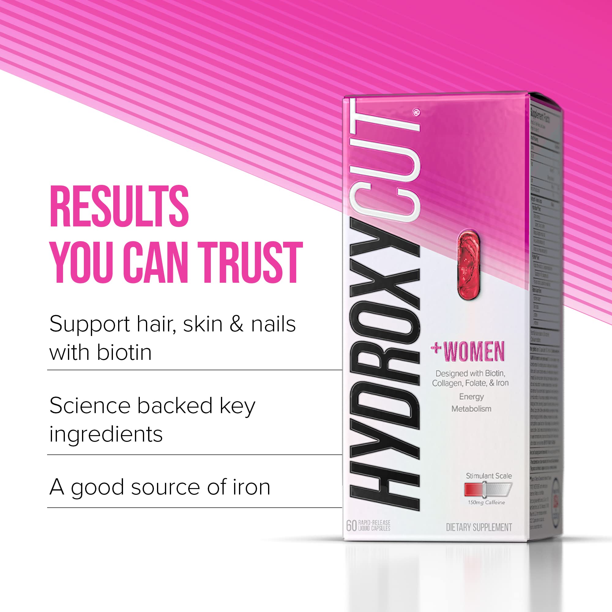 Hydroxycut + Women Pills with Biotin & Collagen | Hair Nails and Skin Vitamins | Iron Supplement Hydroxycut