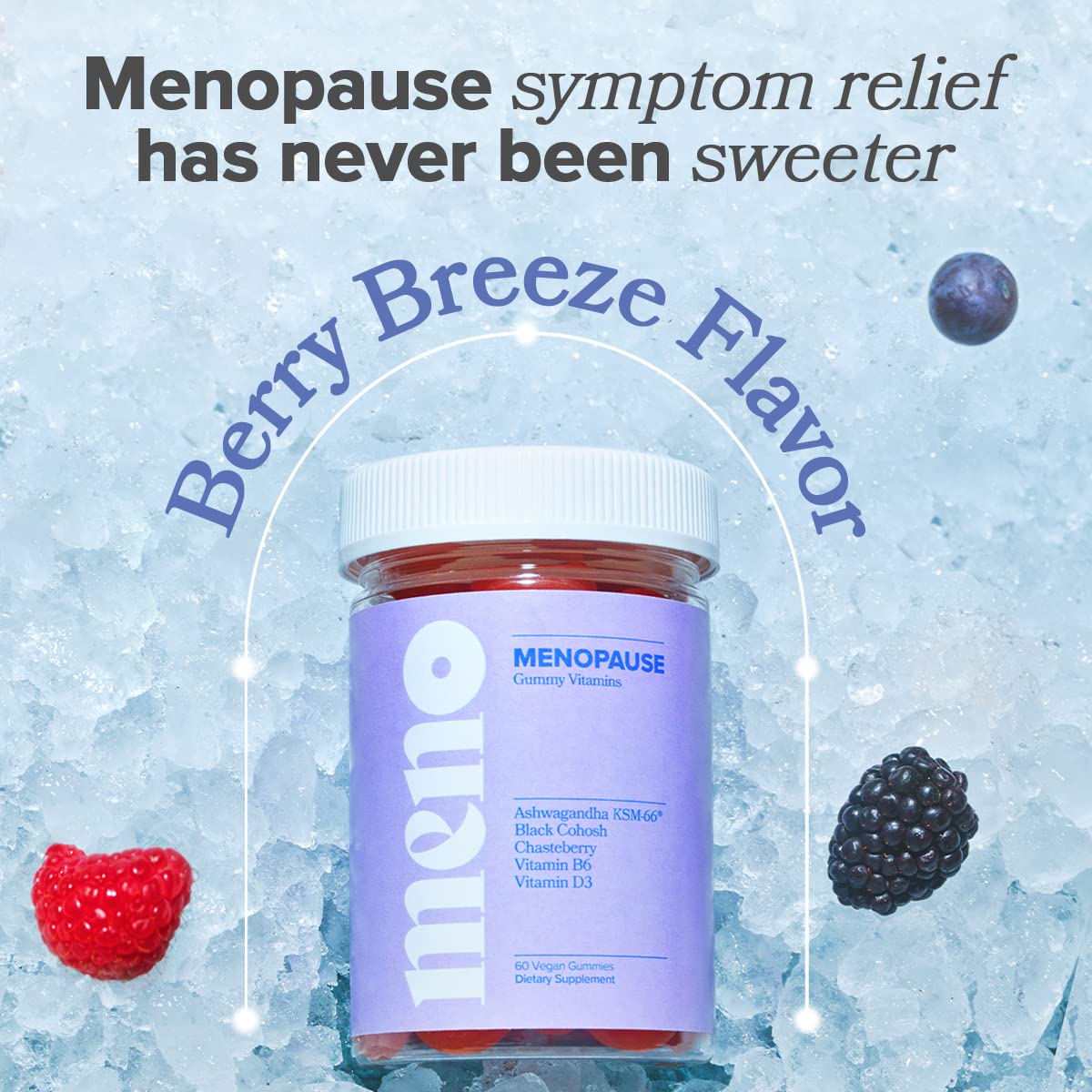 MENO Gummies for Menopause, 30 Servings (Pack of 2) - Hormone-Free Menopause
