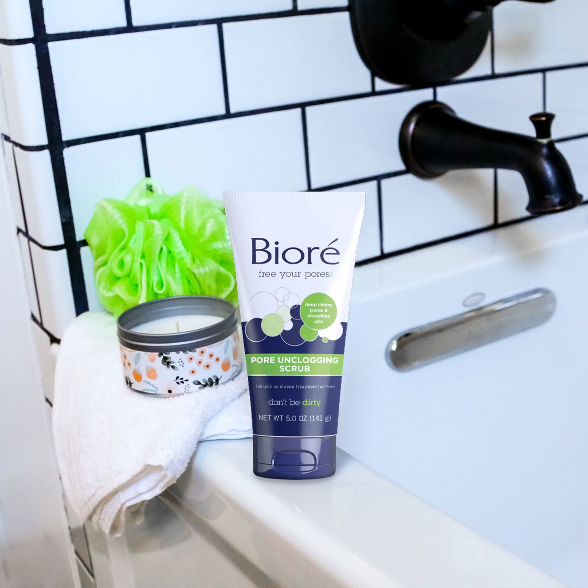 Bioré Pore Unclogging Scrub, Removes Excess Dirt and Oils, Face Scrub, with Salicylic Acid Biore