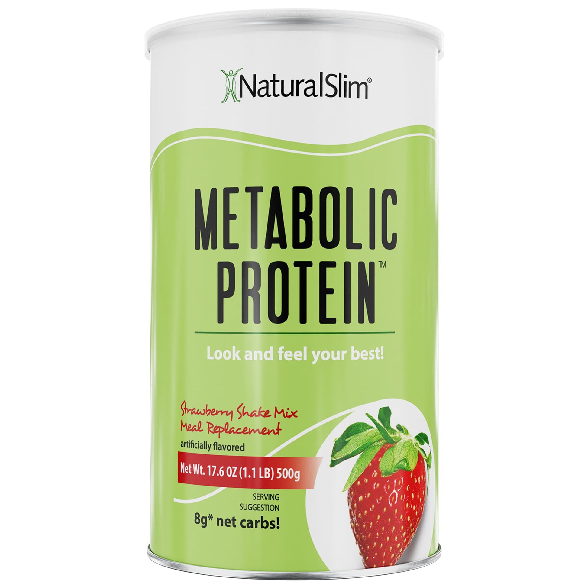 NaturalSlim Metabolic Whey Protein Powder Strawberry – Low Carb, Meal Replacement 