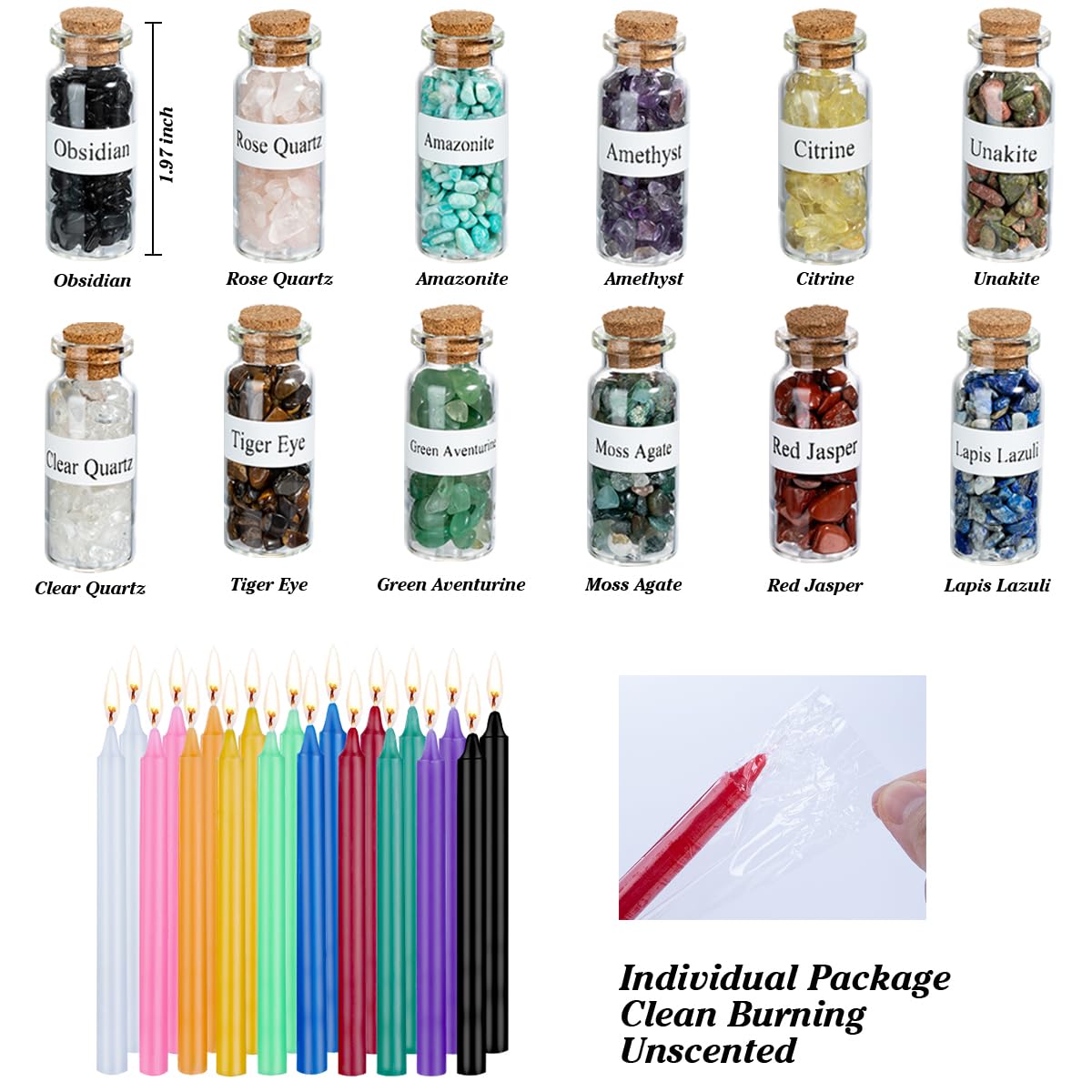 JUSTASHOW 61PCS Witchcraft Supplies for Wiccan Spells, Witchcraft Starter Kit, Spell Candles JUSTASHOW