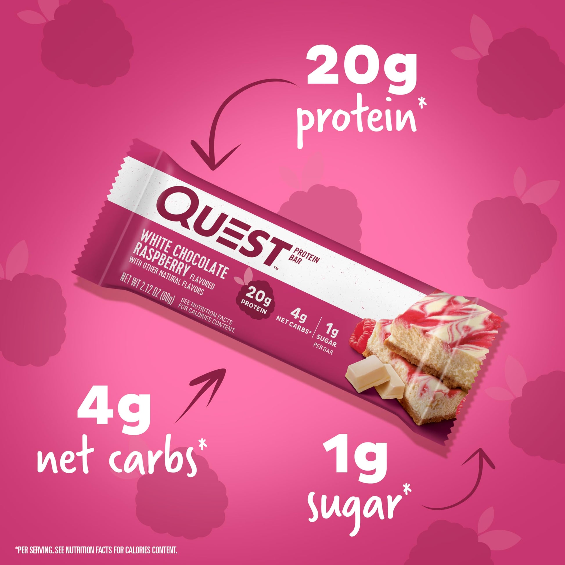 Quest Nutrition White Chocolate Raspberry Protein Bars, High Protein, Low Carb, Gluten Free Quest Nutrition