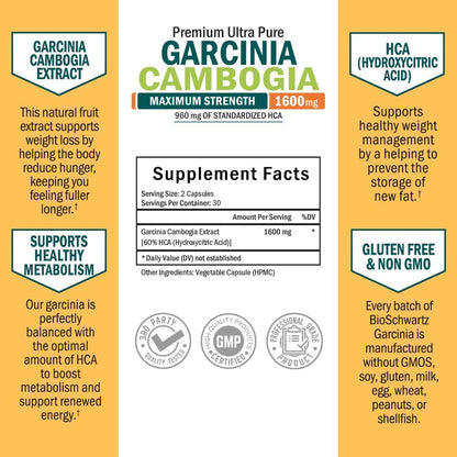 Garcinia Cambogia Weight Loss Pills - Maximum Strength Appetite Suppressant & Fat Burner