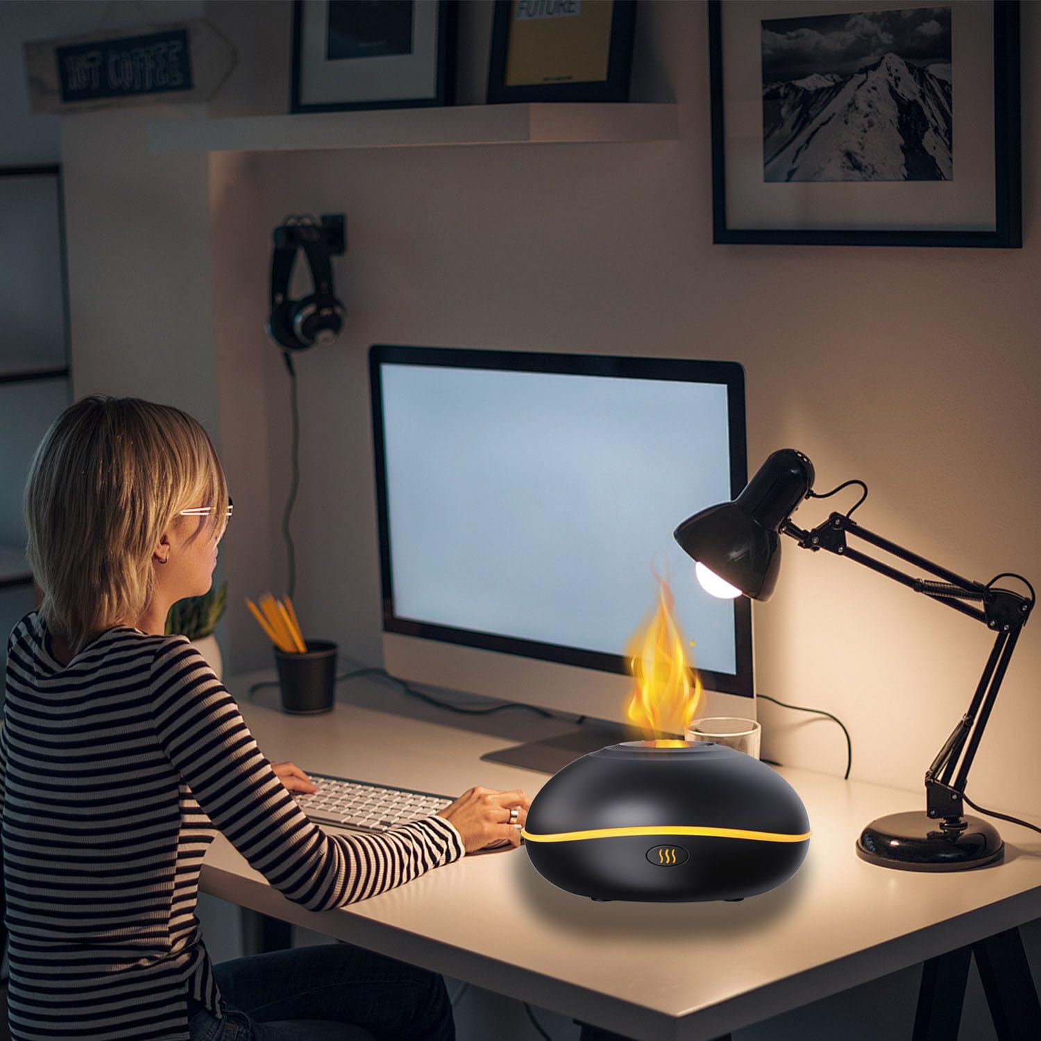 Lotnafee Colorful Flame Fire Diffuser Humidifier, Upgraded Scent Diffuser for Essential Oils Home,Office,Yoga Lotnafee