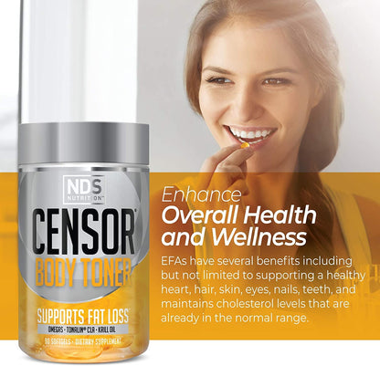 Censor NDS Nutrition Fat Loss and Body Toner with CLA, Fish Oil, Safflower and Omega 3-6-9 Blend