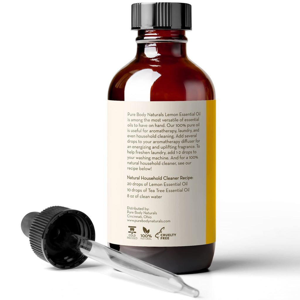 Lemon Essential Oil, 4 fl oz - 100% Pure & Undiluted Lemon Oil for Diffuser and DIY - Natural Deodorizer