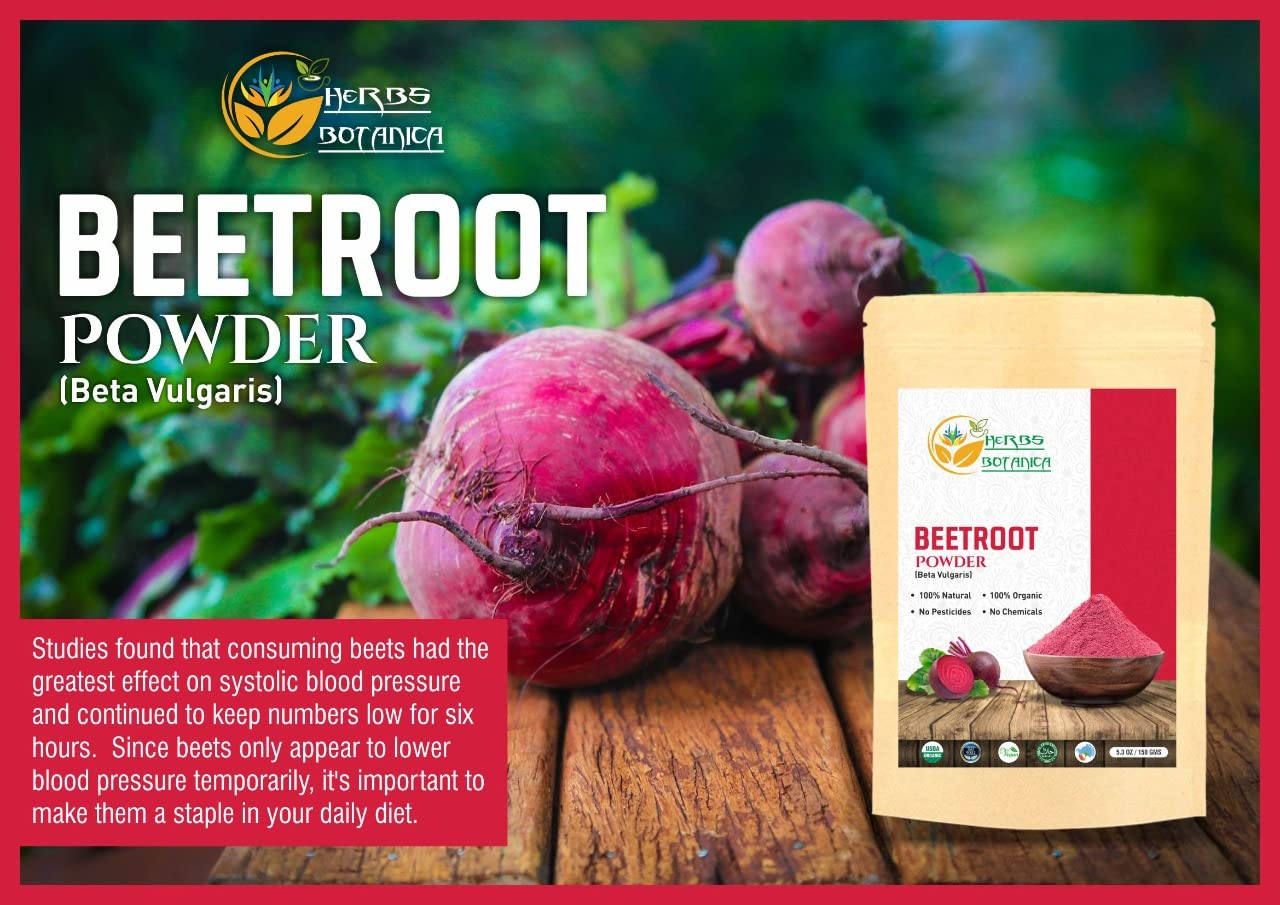 Herbs Botanica Beetroot Powder Organic for Baking and Smoothies | Nitric Oxide Suppement