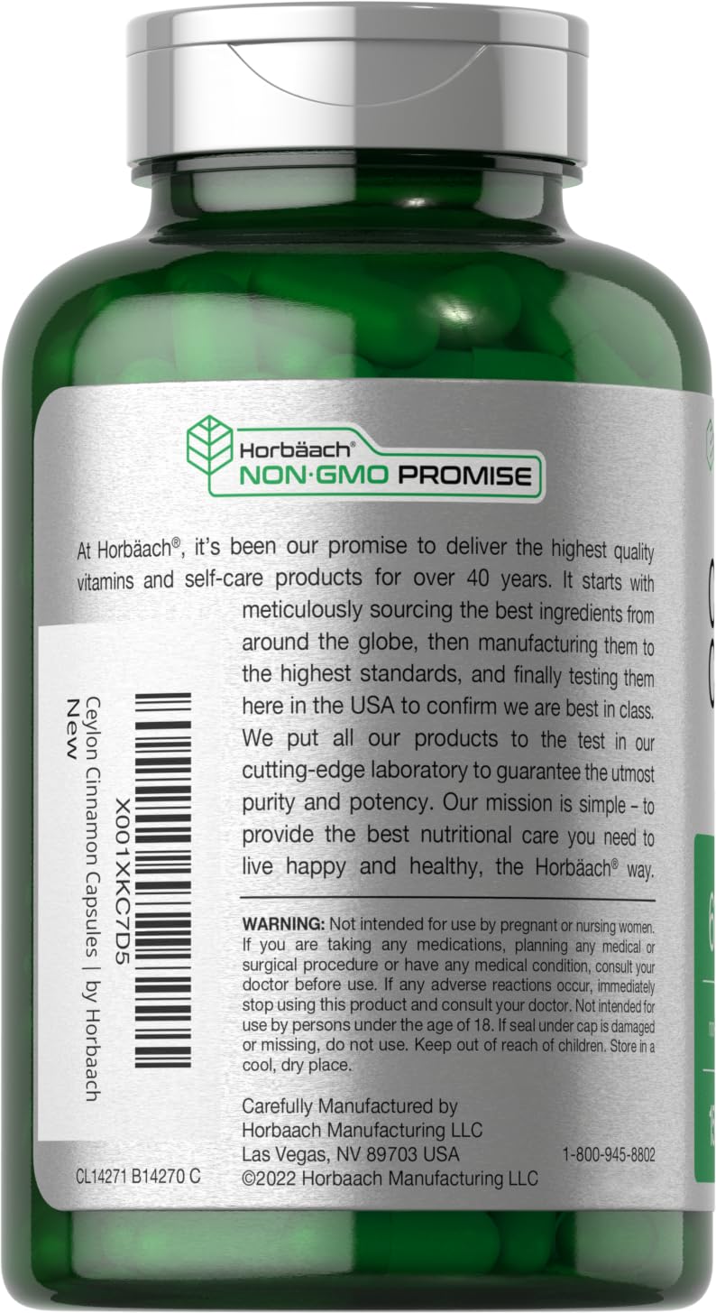 Ceylon Cinnamon Capsules | 6000 mg | 150 Count | Non-GMO & Gluten Free Supplement Horbäach