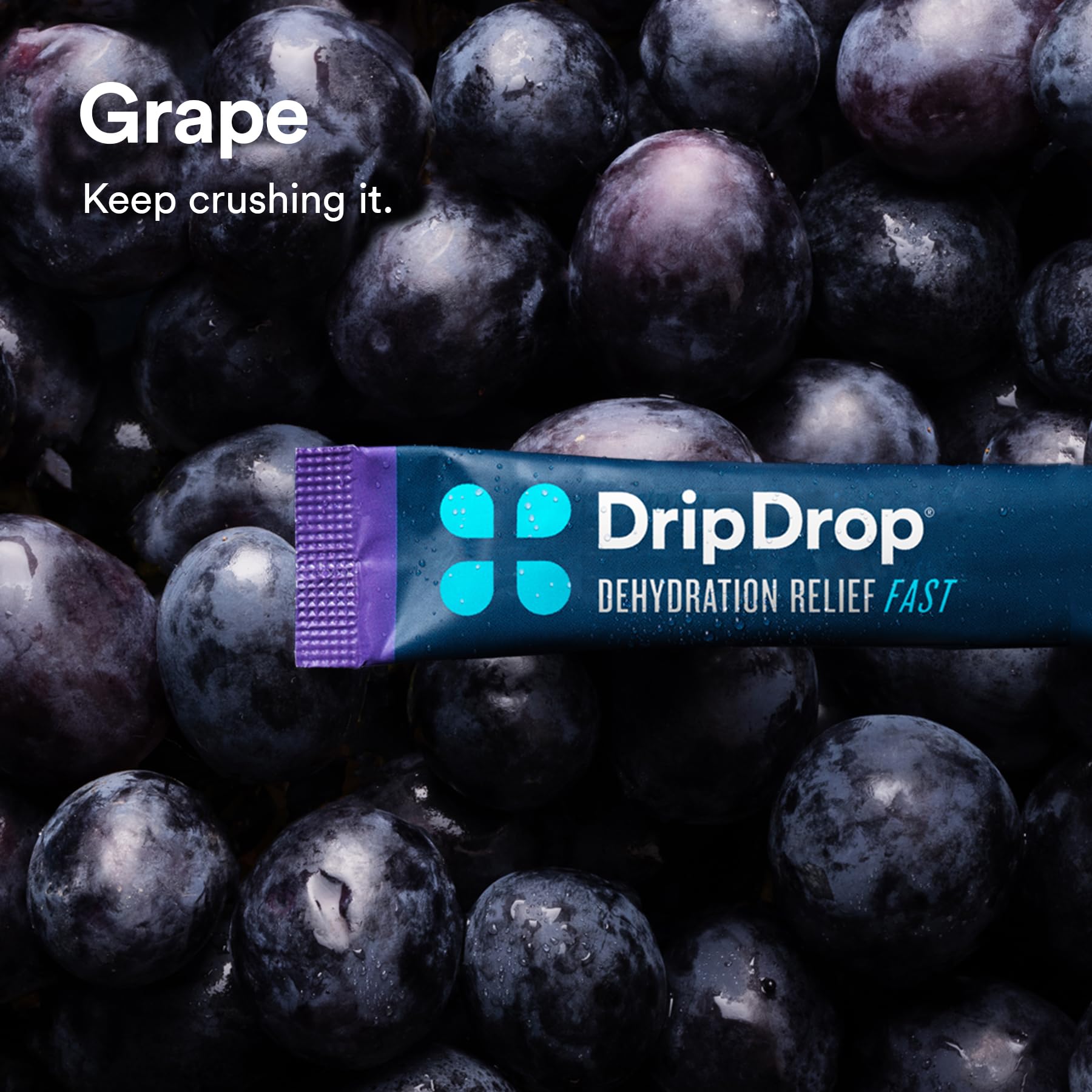 DripDrop Hydration - Electrolyte Powder Packets - Concord Grape - 32 Count DripDrop