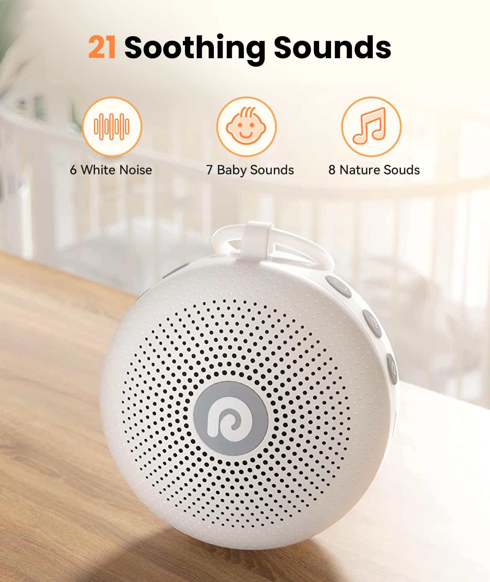 Dreamegg White Noise Machine - Portable Sound Machine for Baby Adult, Features Powerful Battery Dreamegg