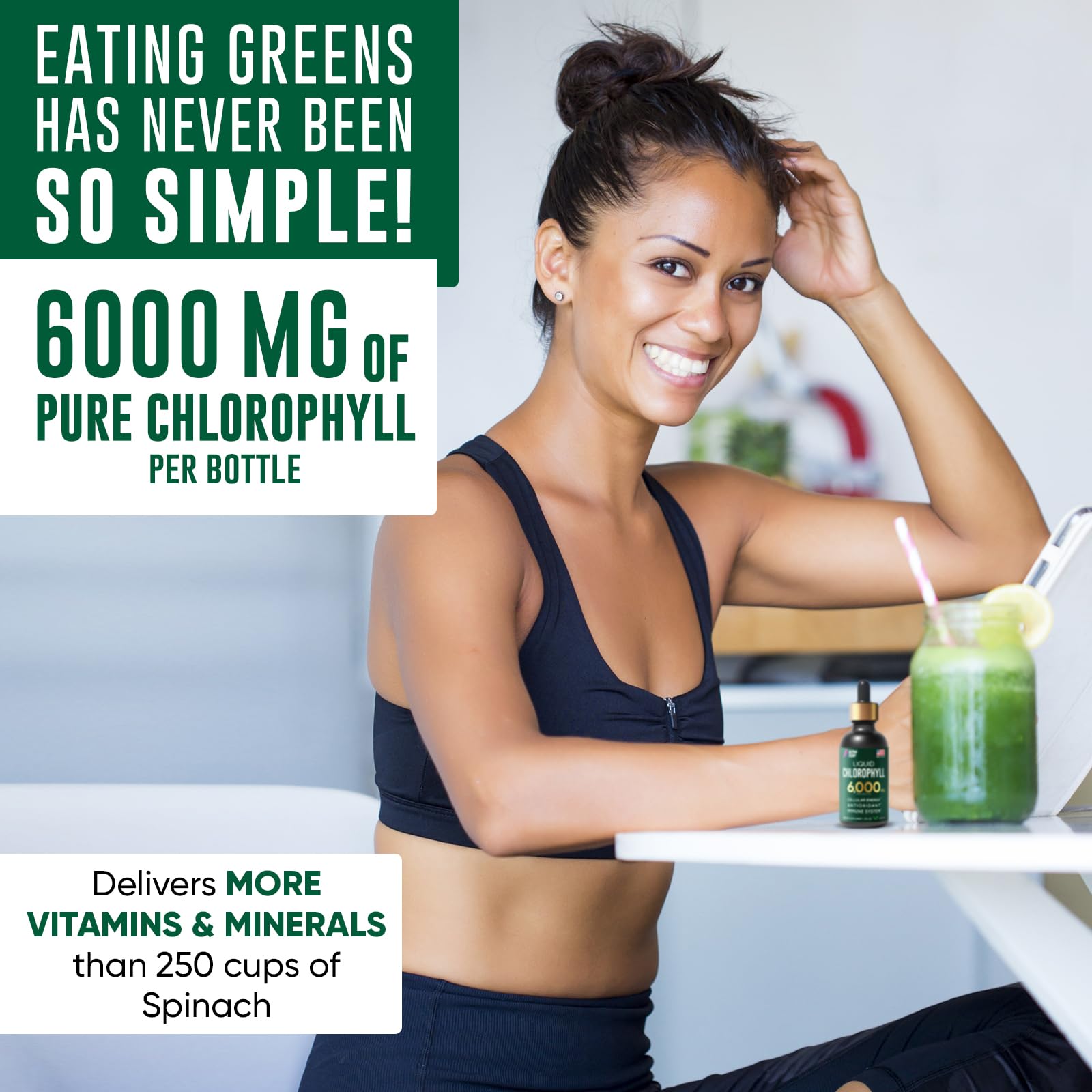 Chlorophyll Liquid Drops 6000 mg - Premium Liquid Chlorophyll Supplement - All-in-One Alpha Flow