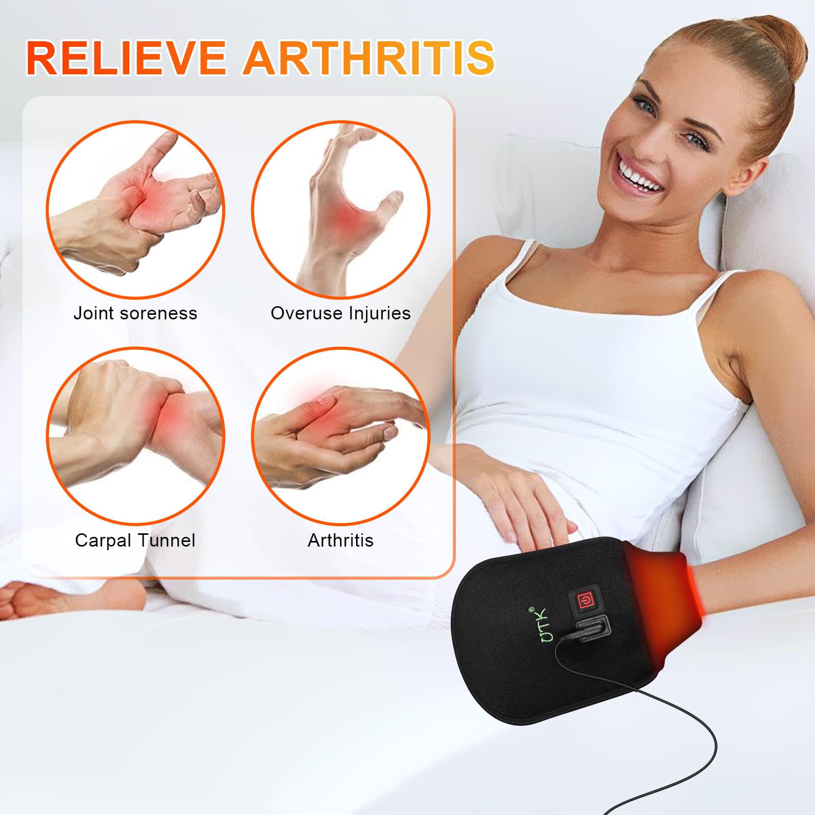 UTK Red Light Therapy Glove for Hands, Double-Sided Infrared Light Therapy Device for Finger UTK