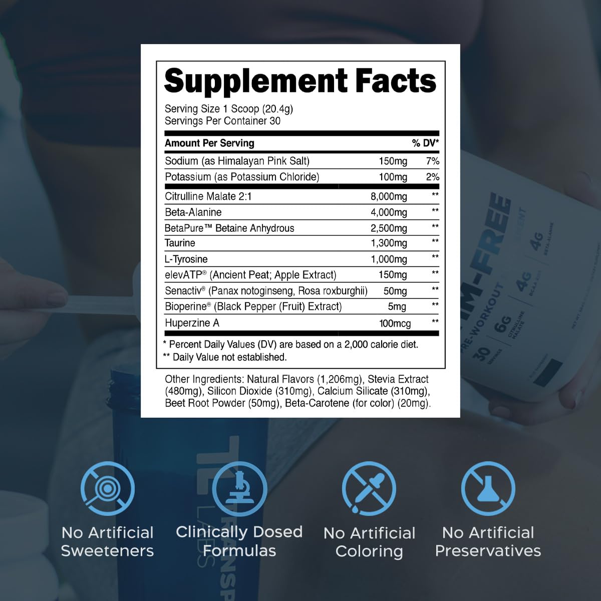 Transparent Labs Stim-Free Pre-Workout - Caffeine & Stim Free Pre Workout Powder