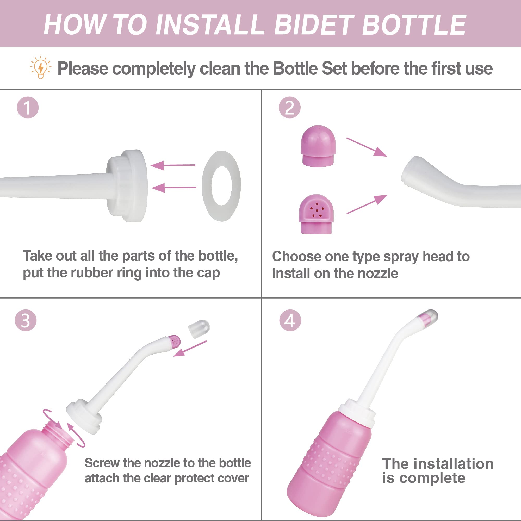 TopQuaFocus 12oz Perineal Bottle for Postpartum Care Portable Travel Peri Sprayer Bidet Postpartum TopQuaFocus