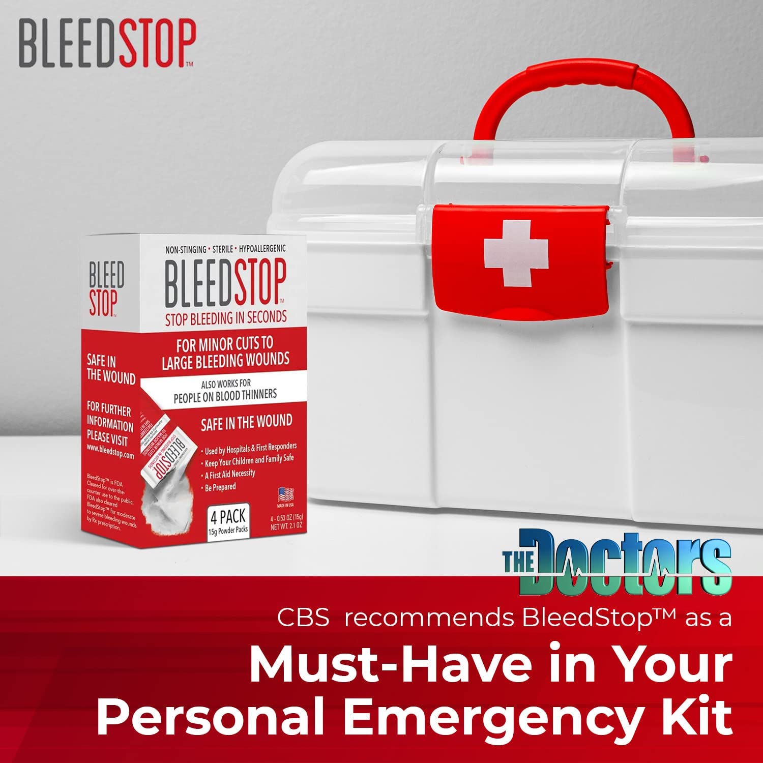 BleedStop™ First Aid Powder for Blood Clotting, Trauma Kit, Blood Thinner BleedStop