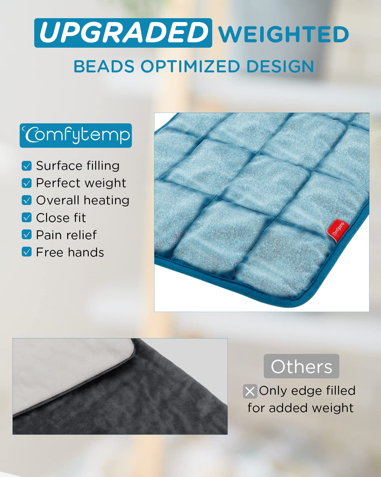 Comfytemp Full Weighted Heating Pad for Back Pain & Cramps Relief, 2.2lb Large Electric