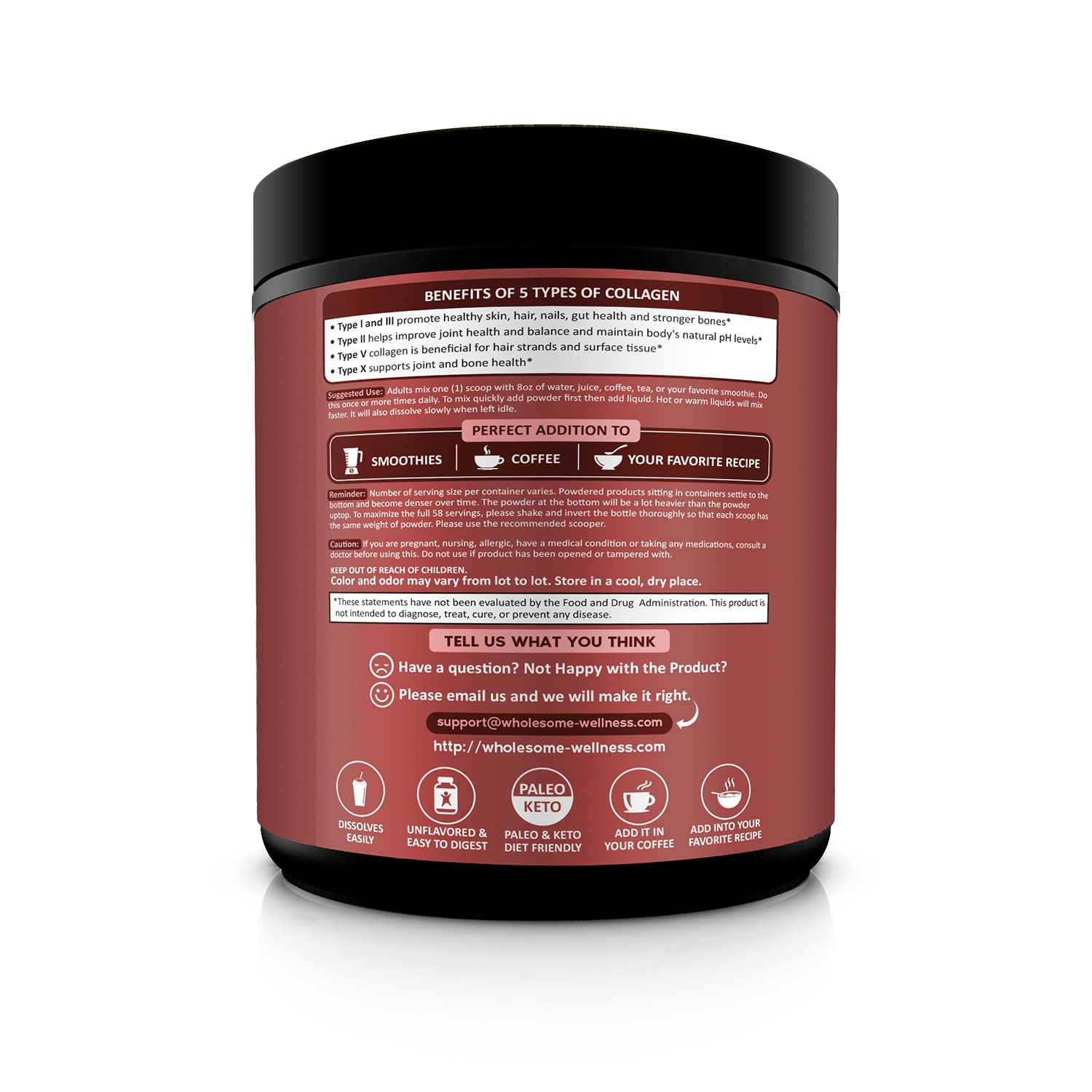 Multi Collagen Protein Powder Hydrolyzed (Type I II III V X) Grass-Fed All-in-One Super Wholesome Wellness