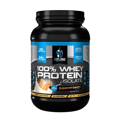 eFlow Nutrition 100% Whey Protein Isolate - Lactose-Free Digestive Enzymes Added
