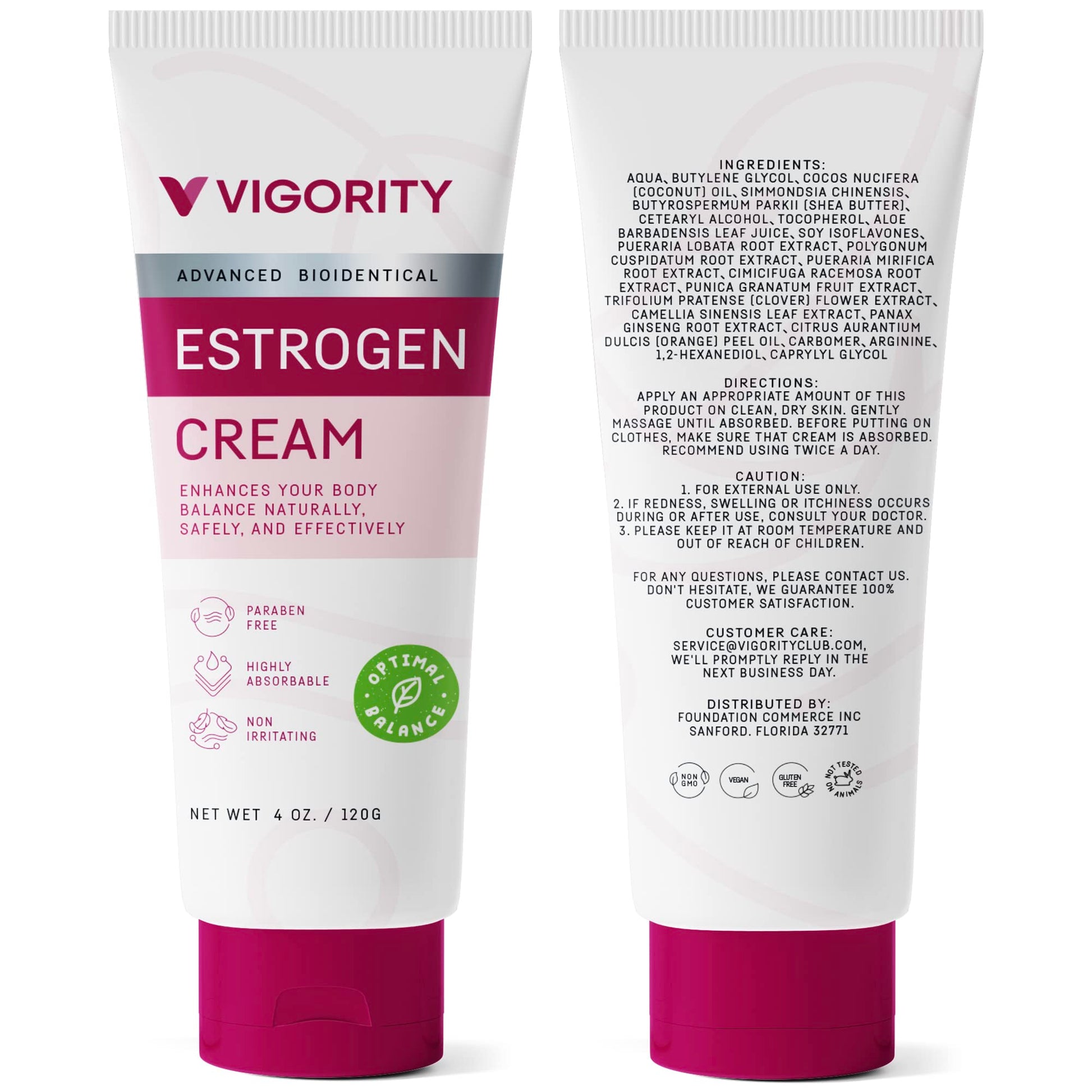 Estrogen Cream For Women, Natural Bioidentical, Hot Flashes Menopause Relief, Estrogen Cream Vigority