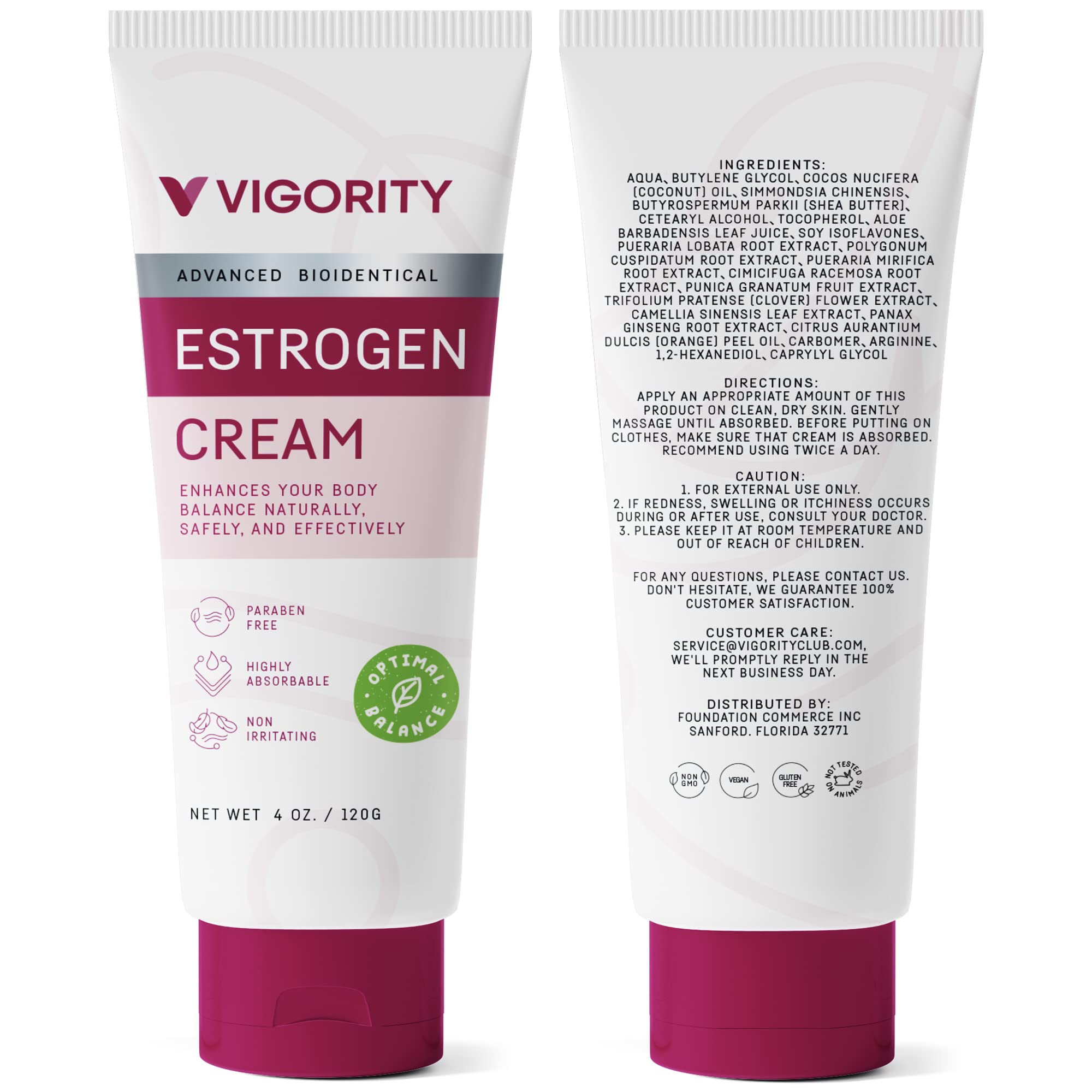Estrogen Cream For Women, Natural Bioidentical, Hot Flashes Menopause Relief, Estrogen Cream Vigority