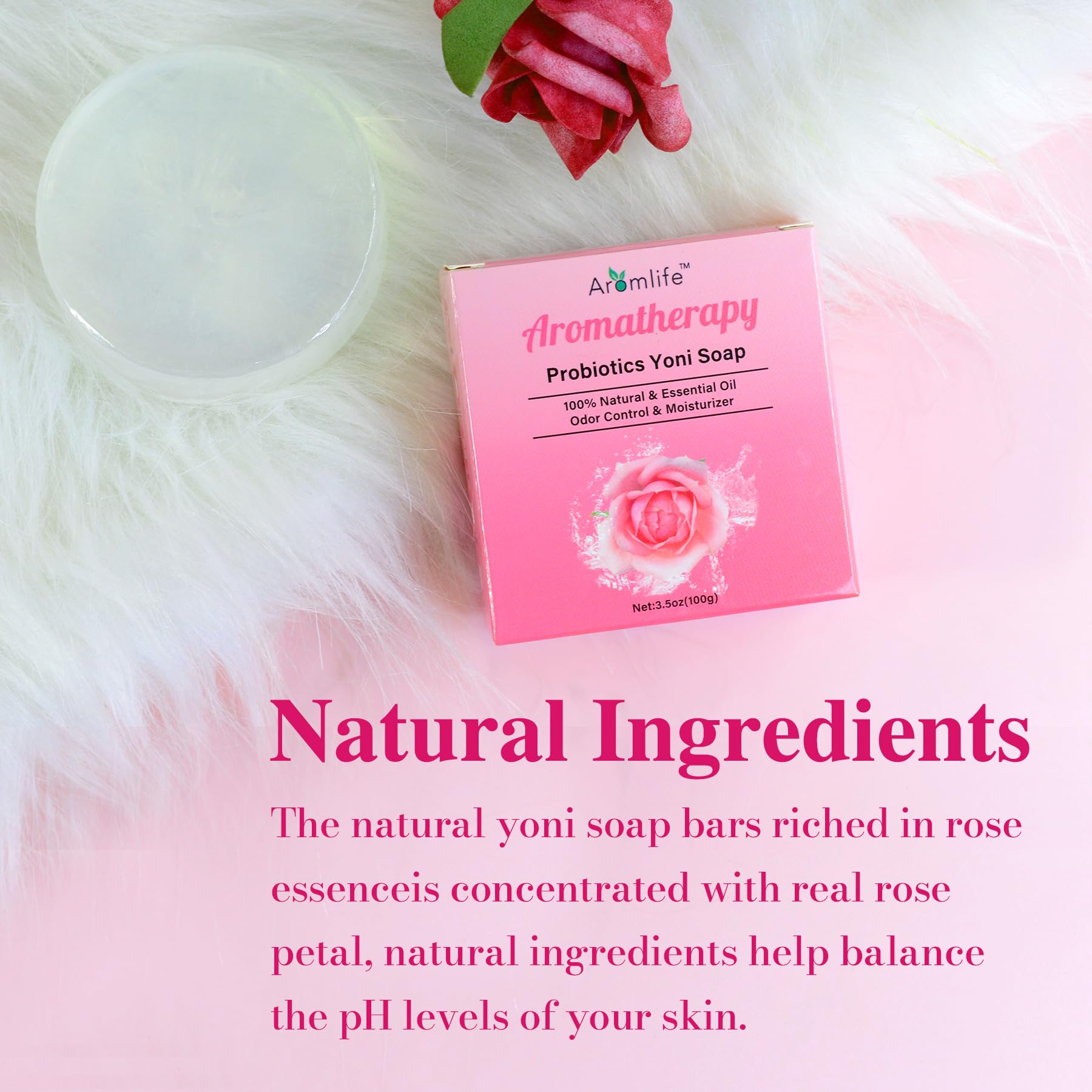 Aromlife Rose Yoni daily Wash Set - Yoni Oil & Yoni Bar & Yoni Feminine Wash, Ph Balance for Women Aromlife