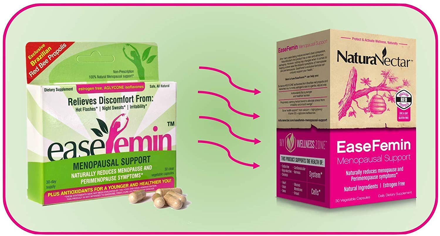 NaturaNectar EaseFemin Menopause Support for Hot Flashes, Night Sweats, and Irritability NaturaNectar