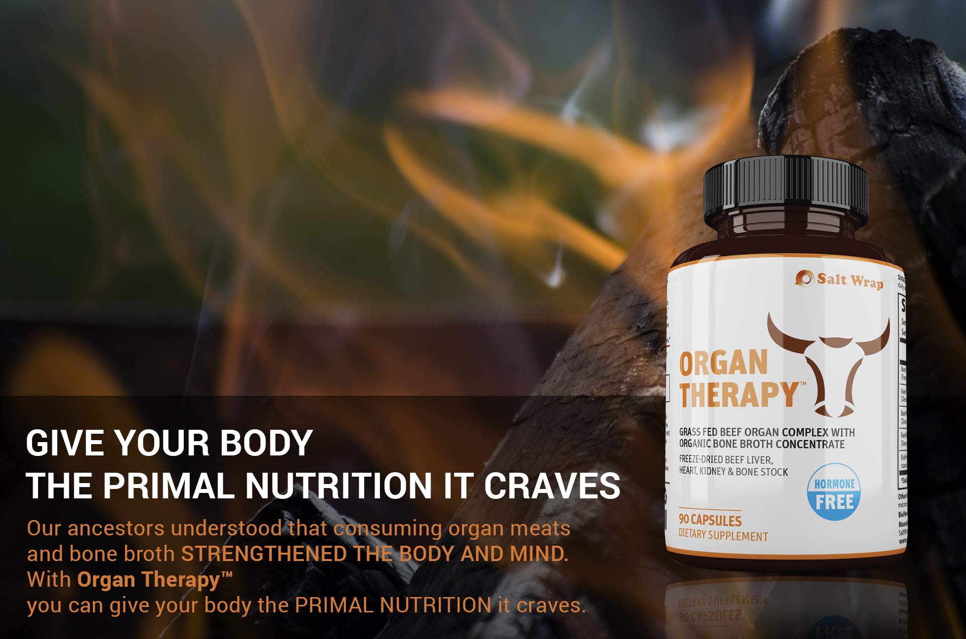 SaltWrap Organ Therapy - Grass Fed Beef Organ Meat Complex Supplement with Organic