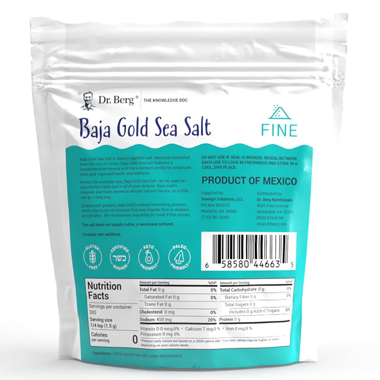 Dr. Berg's Baja Gold Sea Salt Organic - Natures Fine Sea Salt Support For Hydration