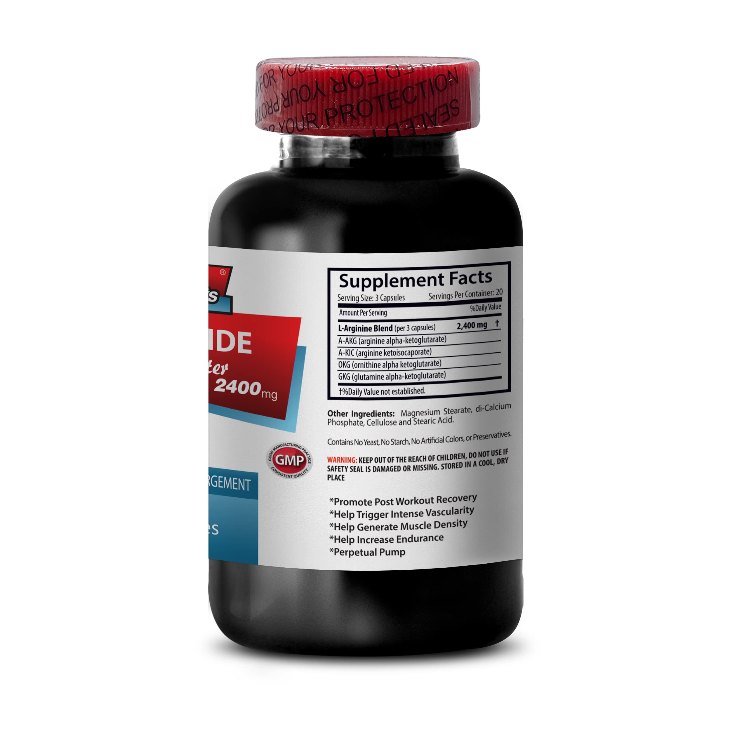 L-arginine Supplement - Nitric Oxide Booster 2400mg - Nitric Oxide Booster - pre Workout Pills - Nitric Oxide Supplements for Men - pre Workout Women - Nitric Oxide Pills for Men - 1 Bottle 60 Caps