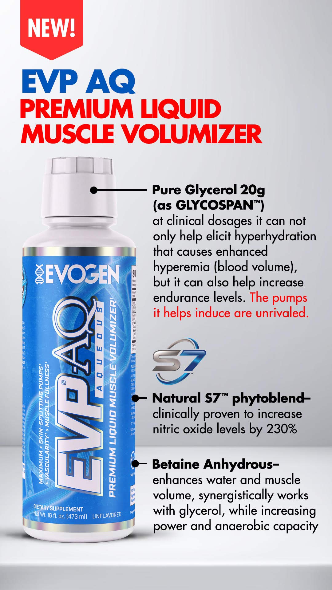 Evogen EVP AQ Unflavored | Premium Liquid Glycerol, Betaine anhydrous, S7, Sodium