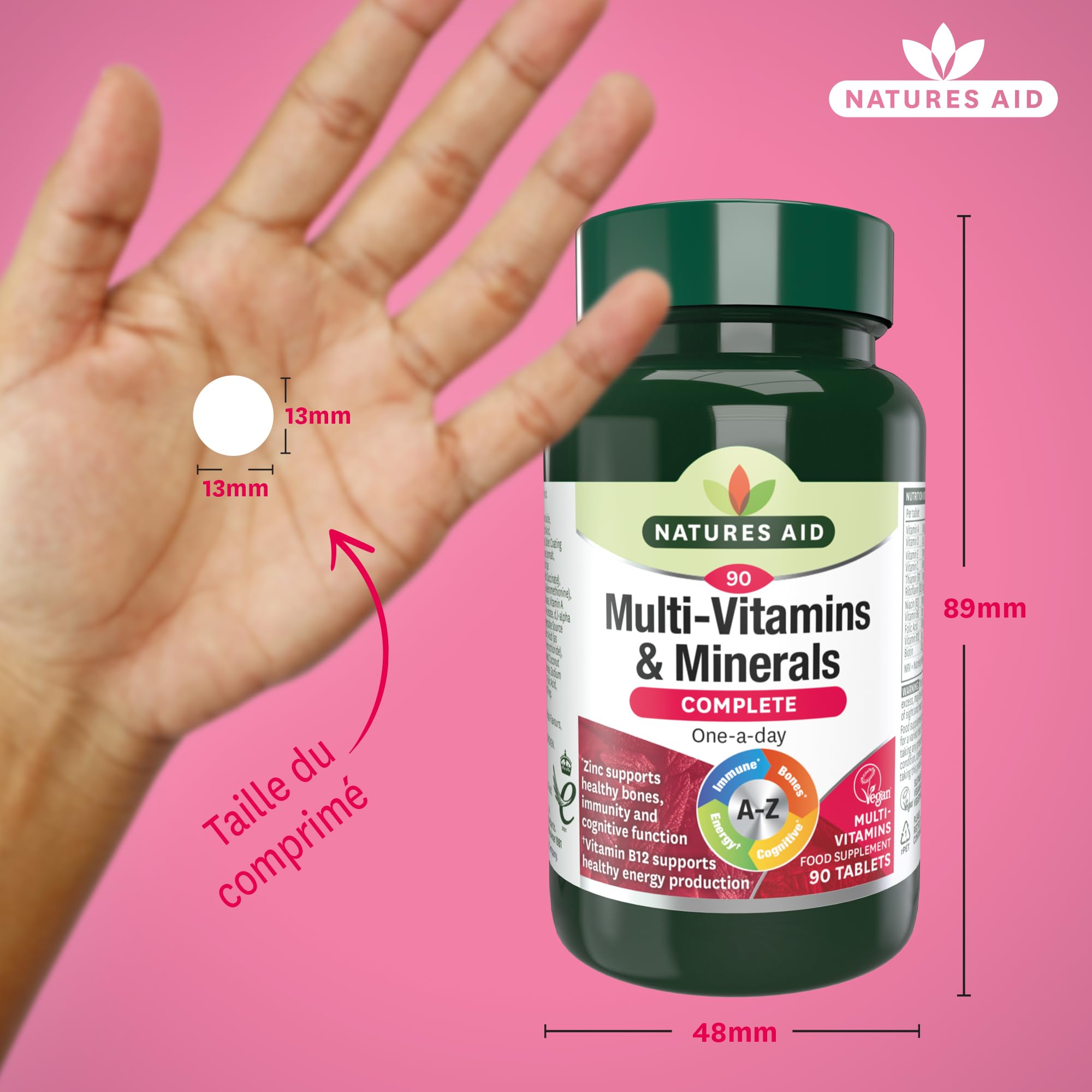 Natures Aid Multivitamins and Minerals, 90 Count (Pack of 1), (Packing may vary)