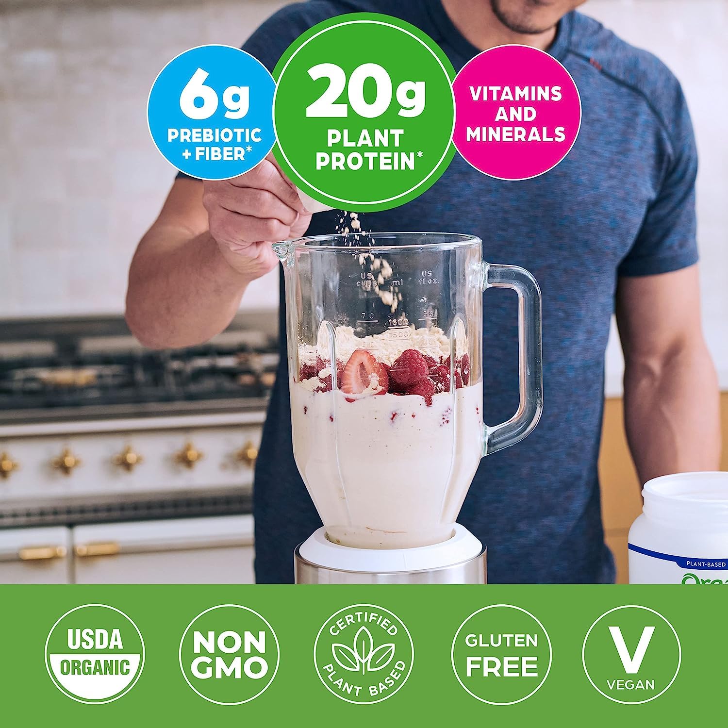 Orgain Organic Vegan Meal Replacement Protein Powder, Vanilla Bean - 20g Plant Based Protein Orgain