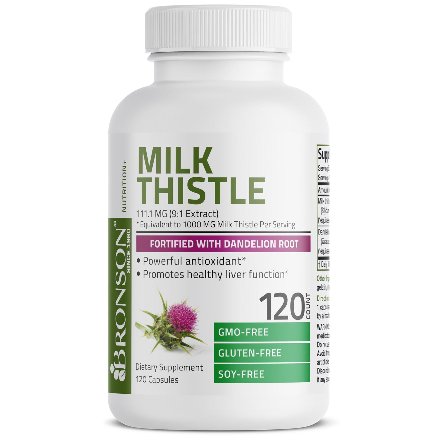 Bronson Milk Thistle Silymarin Marianum & Dandelion Root Liver Health Support