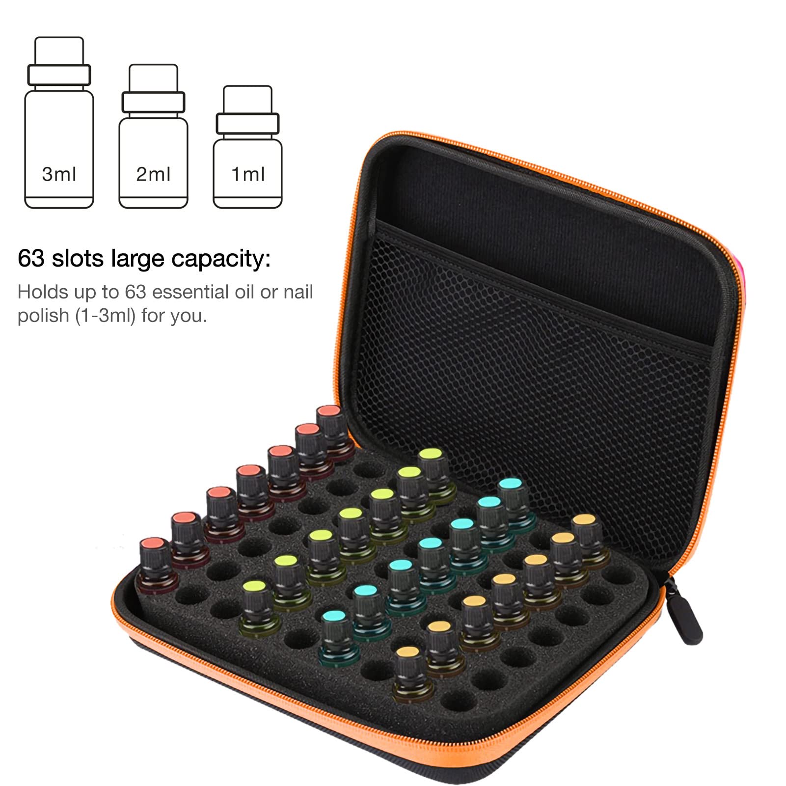 Essential Oil Storage Holder Organizer Carrying Case, Essential Oils Box Holds 63 Bottles GOTOTOP