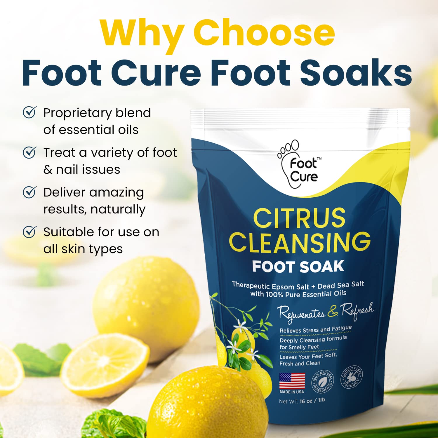 Citrus Detox Foot Soak With Epsom Salts - for Foot Callus, Immune Boost, Damaged Toenail FOOT CURE