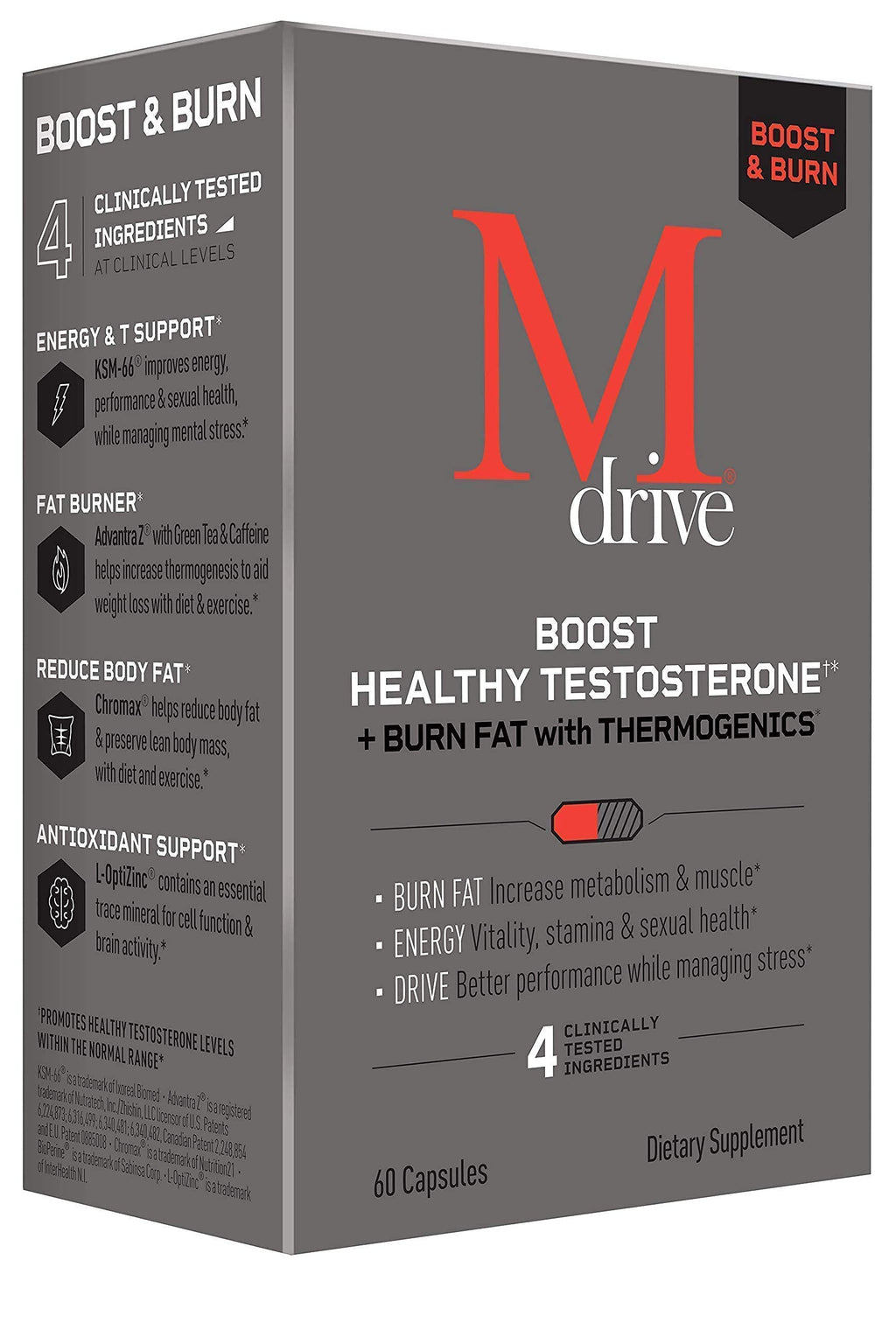 Mdrive Boost & Burn for Men Start Everyday Nutrition & Protein Powder - Natural Energy, Strength, Stress Relief, Lean Muscle, Digestion, Immune Health, Nitric Oxide and Recovery
