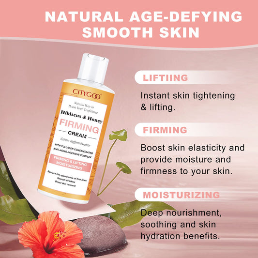 Hibiscus and Honey Firming Cream, Skin Tightening Lotion, Reduces the Look of Neck Lines