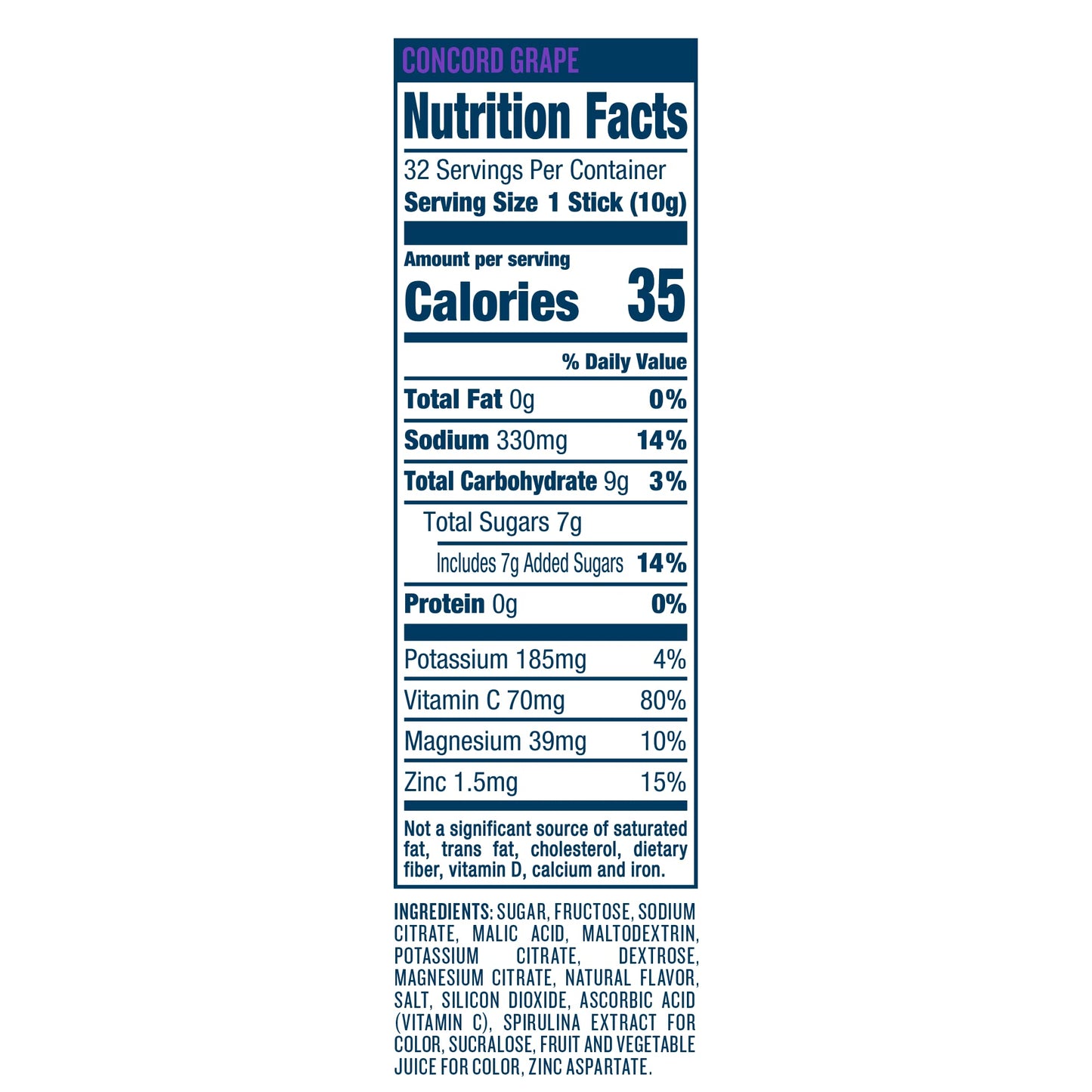 DripDrop Hydration - Electrolyte Powder Packets - Concord Grape - 32 Count