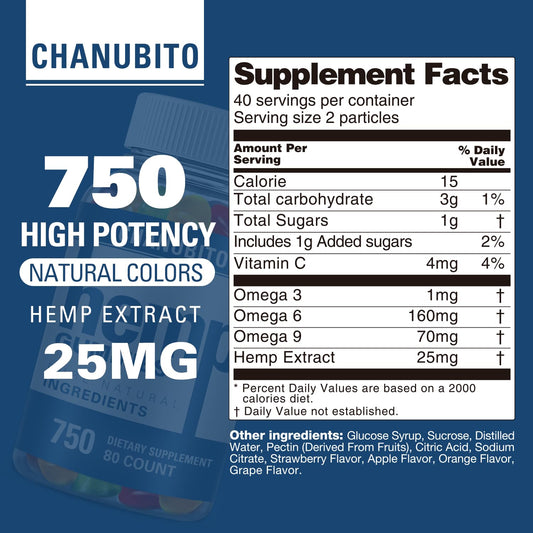 Hemp Gummies Organic High Potency Hemp Supplement - Pain, Sleep, Stress