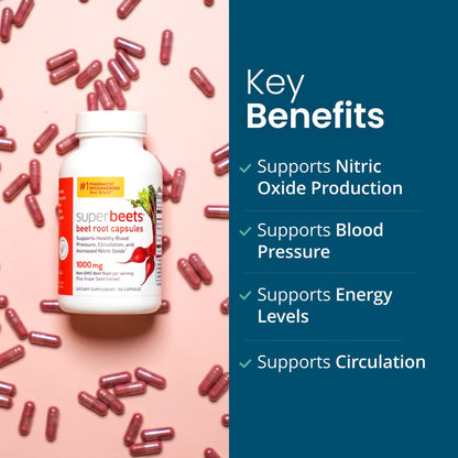 humanN SuperBeets Beet Root Capsules Quick Release 1000mg - Supports Nitric Oxide