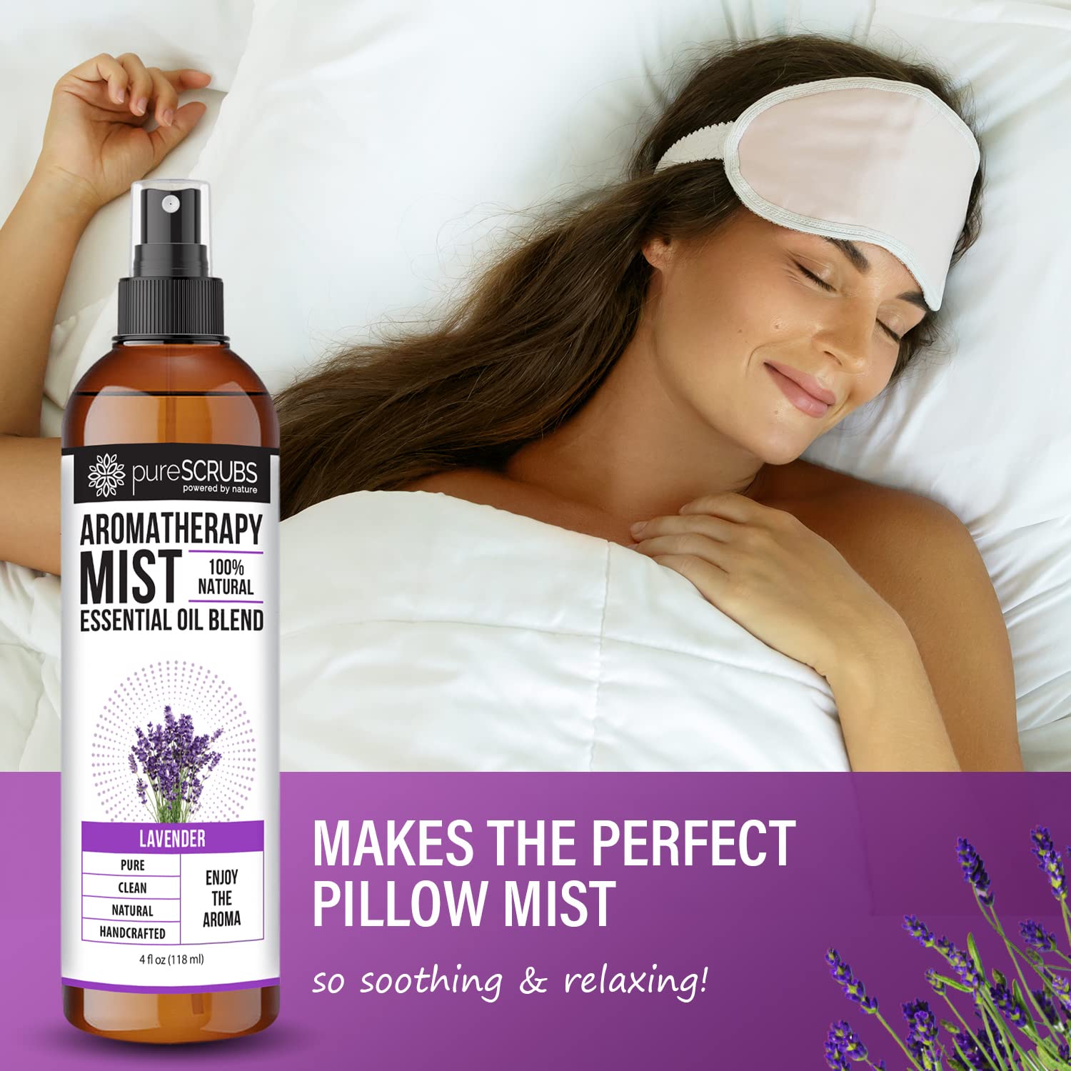 Shake, Mist & Enjoy - pureSCRUBS Premium Lavender Aromatherapy Spray Mist for Room, Body, Linens pureSCRUBS