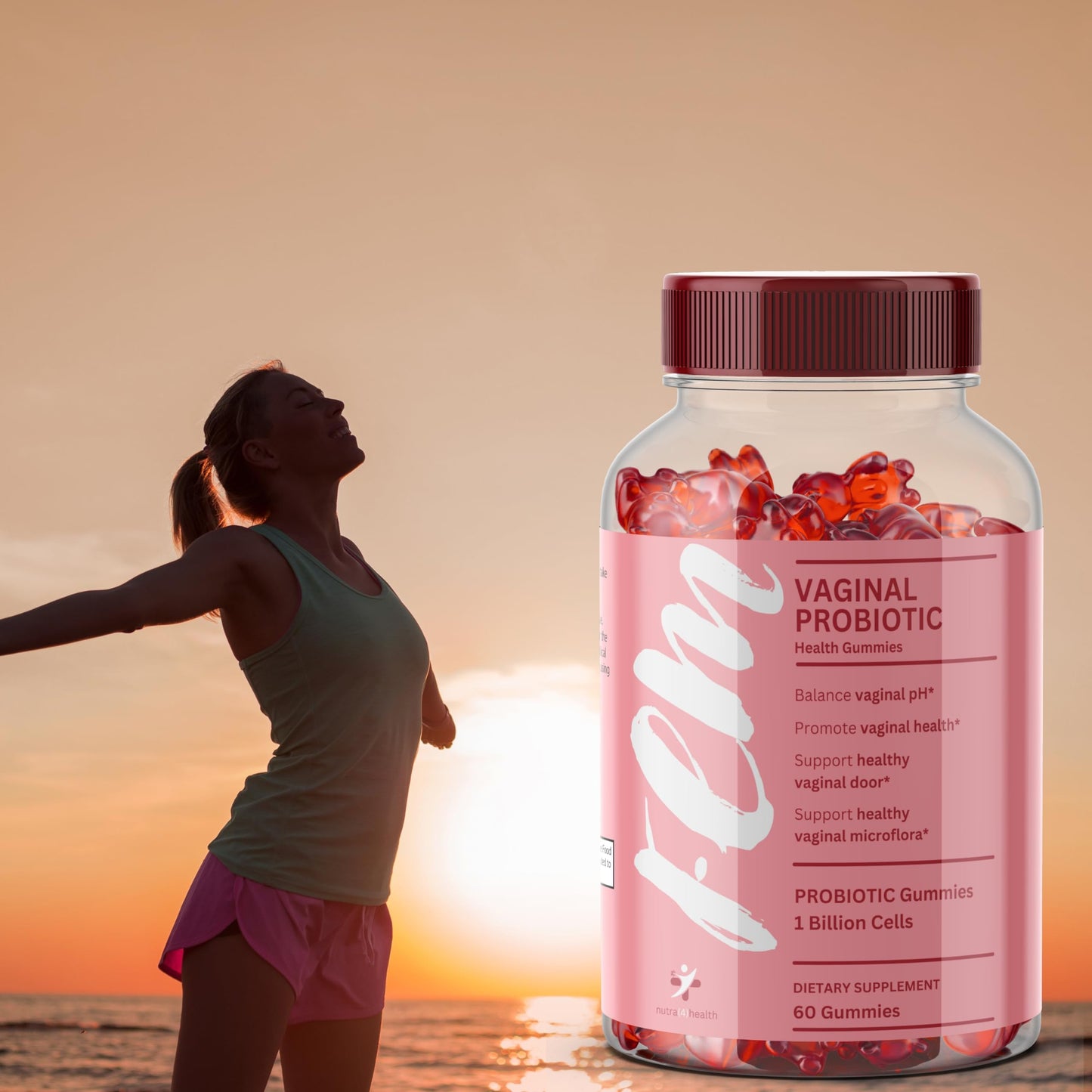 FEM Vaginal Probiotic Gummies for Women - Promotes pH Balance, Healthy Vaginal Odor & Urinary