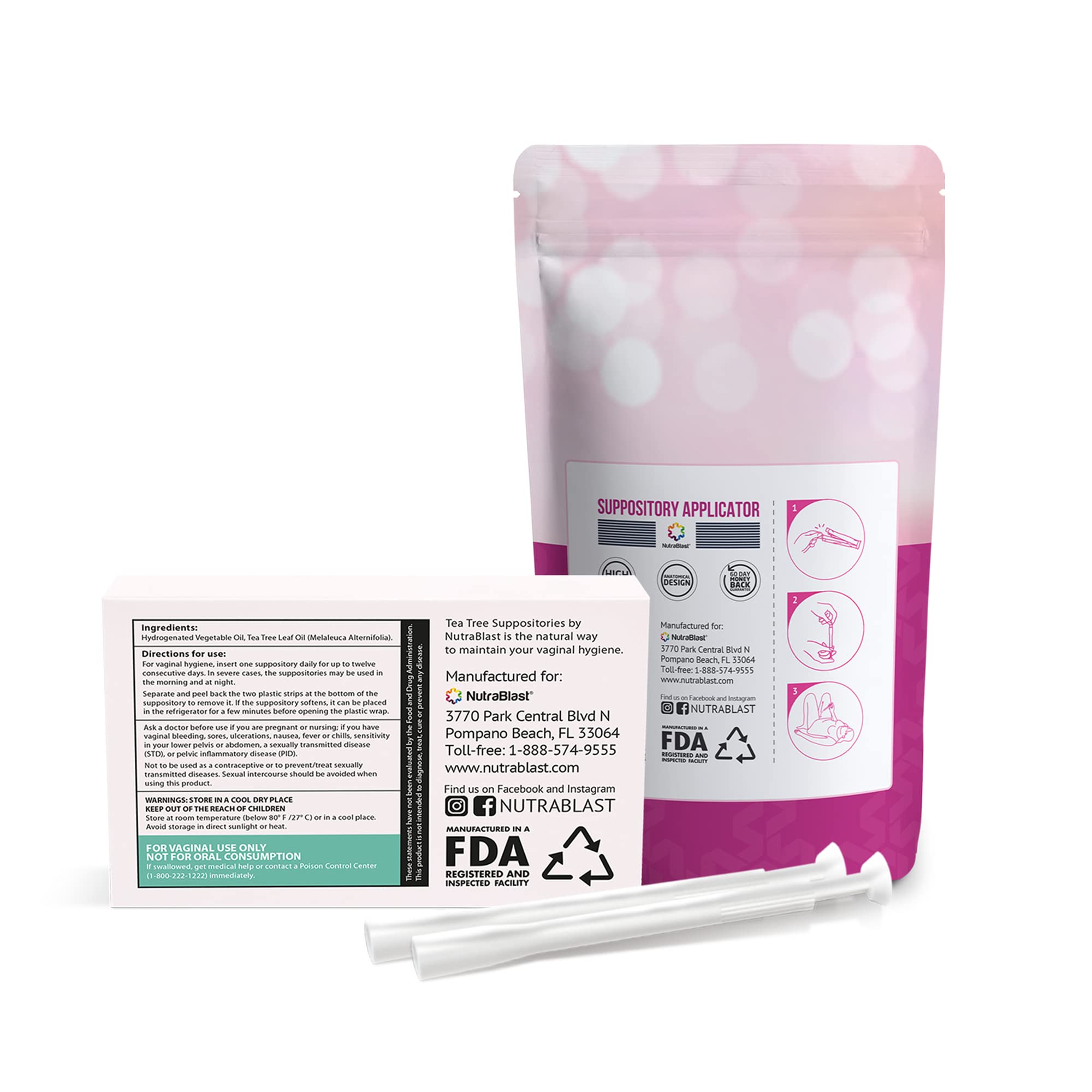 NutraBlast Tea Tree Oil Vaginal Suppositories w/Applicators NutraBlast