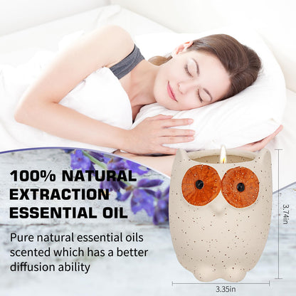 ETAKISH Lavender Scented Candle Gifts for Women, Cute Owl Highly Scented Aromatherapy Candle