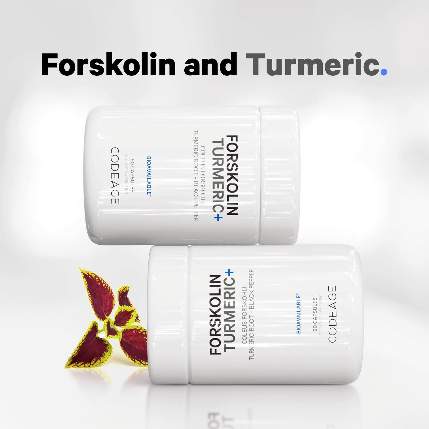 Codeage Forskolin, Pure Forskolin Coleus + Organic Turmeric Root Powder, 95% Curcumins